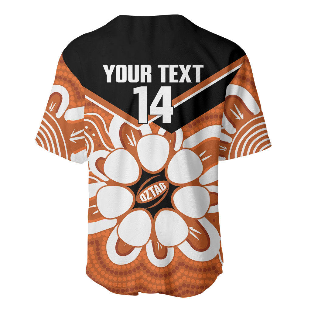 Northern Territory Oztag Custom Baseball Jersey Seven-Petaled Rose Emblem Indigenous Art