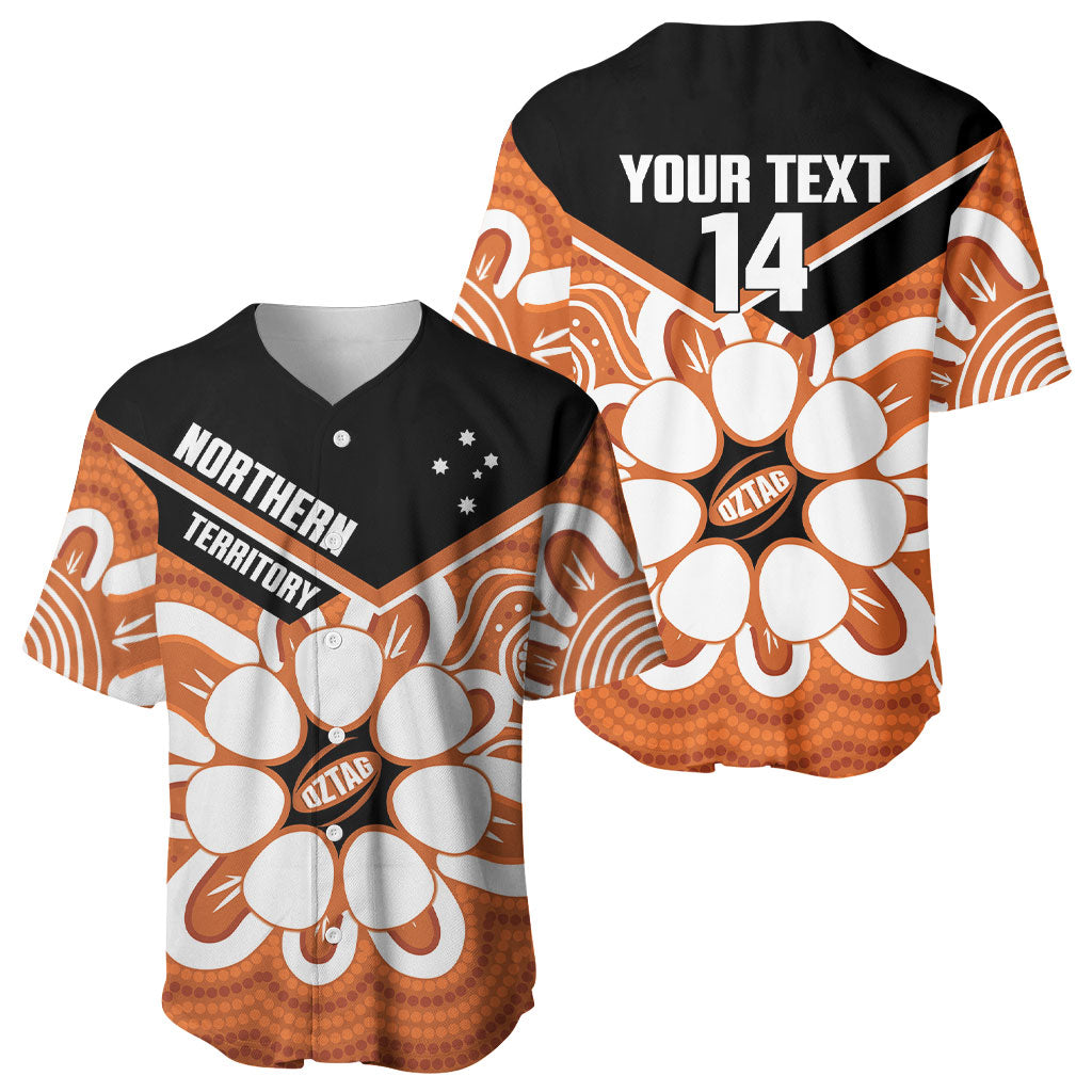 Northern Territory Oztag Custom Baseball Jersey Seven-Petaled Rose Emblem Indigenous Art