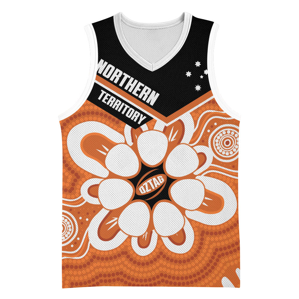 Northern Territory Oztag Custom Basketball Jersey Seven-Petaled Rose Emblem Indigenous Art