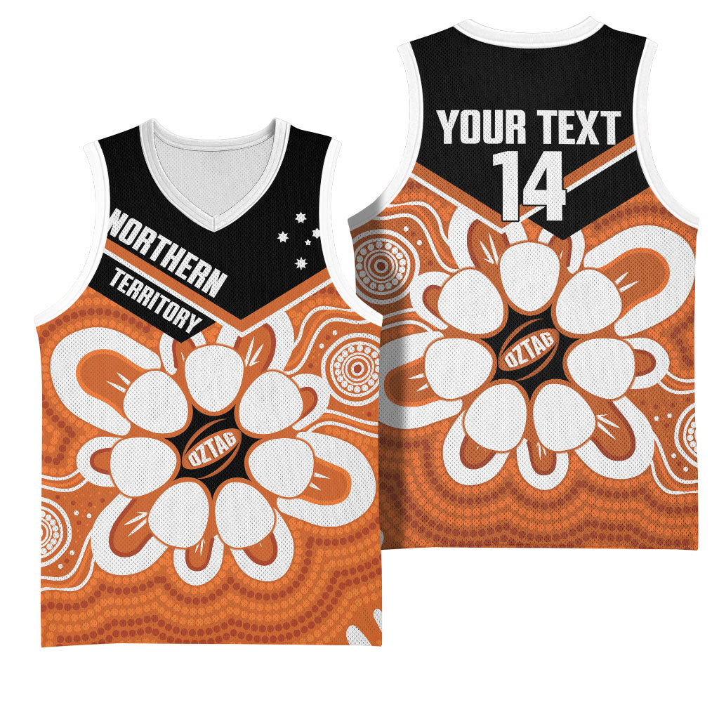 Northern Territory Oztag Custom Basketball Jersey Seven-Petaled Rose Emblem Indigenous Art