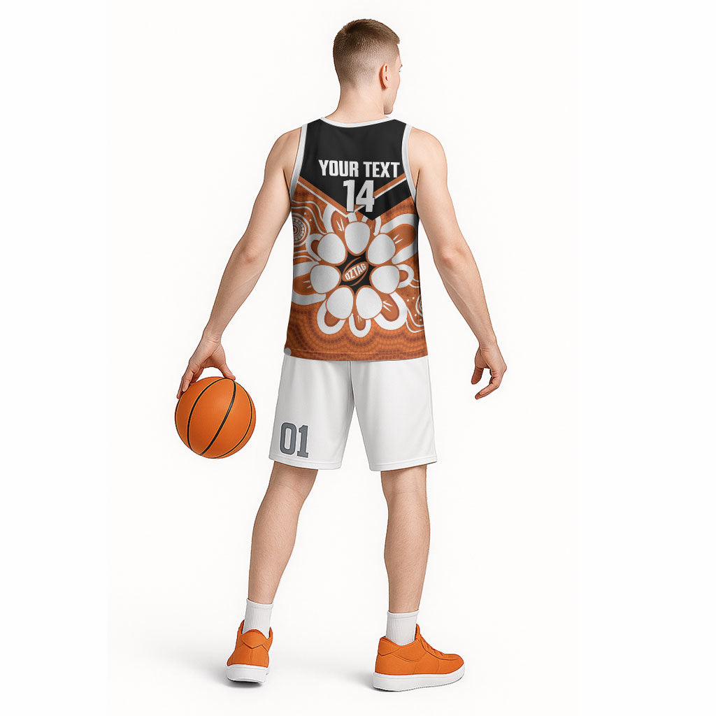 Northern Territory Oztag Custom Basketball Jersey Seven-Petaled Rose Emblem Indigenous Art