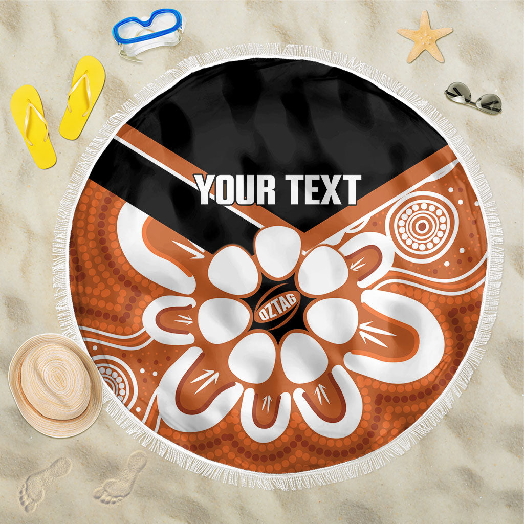 Northern Territory Oztag Custom Beach Blanket Seven-Petaled Rose Emblem Indigenous Art