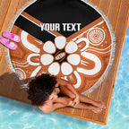 Northern Territory Oztag Custom Beach Blanket Seven-Petaled Rose Emblem Indigenous Art