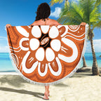 Northern Territory Oztag Custom Beach Blanket Seven-Petaled Rose Emblem Indigenous Art