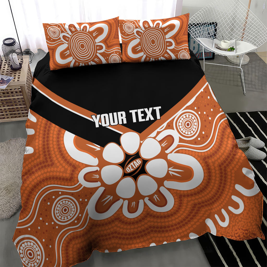 Northern Territory Oztag Custom Bedding Set Seven-Petaled Rose Emblem Indigenous Art