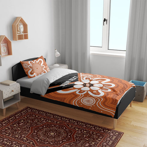 Northern Territory Oztag Custom Bedding Set Seven-Petaled Rose Emblem Indigenous Art