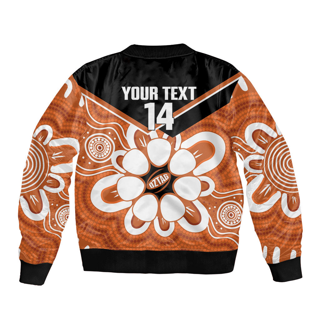 Northern Territory Oztag Custom Bomber Jacket Seven-Petaled Rose Emblem Indigenous Art