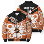Northern Territory Oztag Custom Bomber Puffer Jacket Seven-Petaled Rose Emblem Indigenous Art