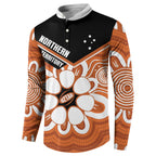Northern Territory Oztag Custom Button Sweatshirt Seven-Petaled Rose Emblem Indigenous Art