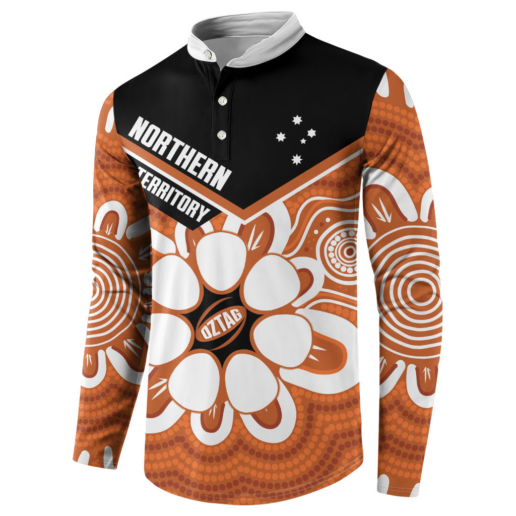 Northern Territory Oztag Custom Button Sweatshirt Seven-Petaled Rose Emblem Indigenous Art