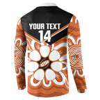 Northern Territory Oztag Custom Button Sweatshirt Seven-Petaled Rose Emblem Indigenous Art
