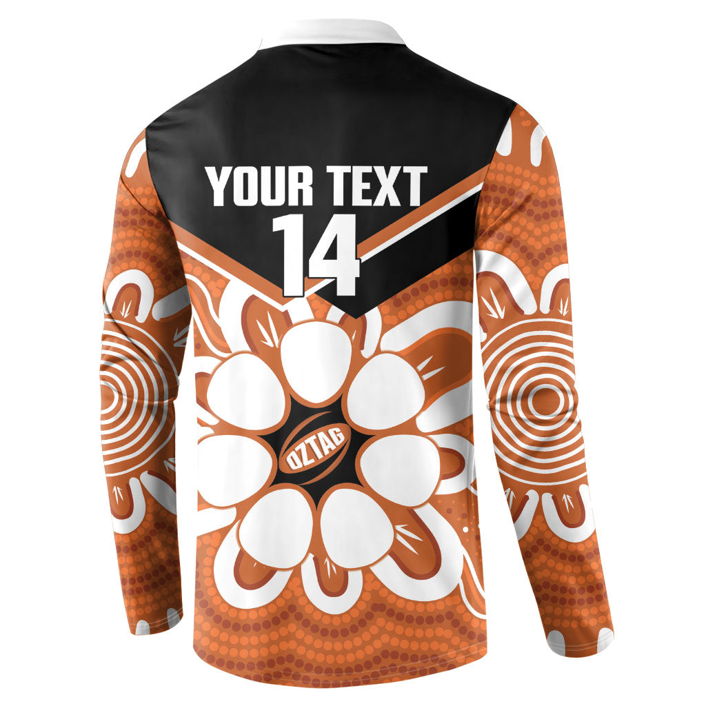 Northern Territory Oztag Custom Button Sweatshirt Seven-Petaled Rose Emblem Indigenous Art