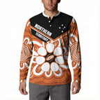Northern Territory Oztag Custom Button Sweatshirt Seven-Petaled Rose Emblem Indigenous Art