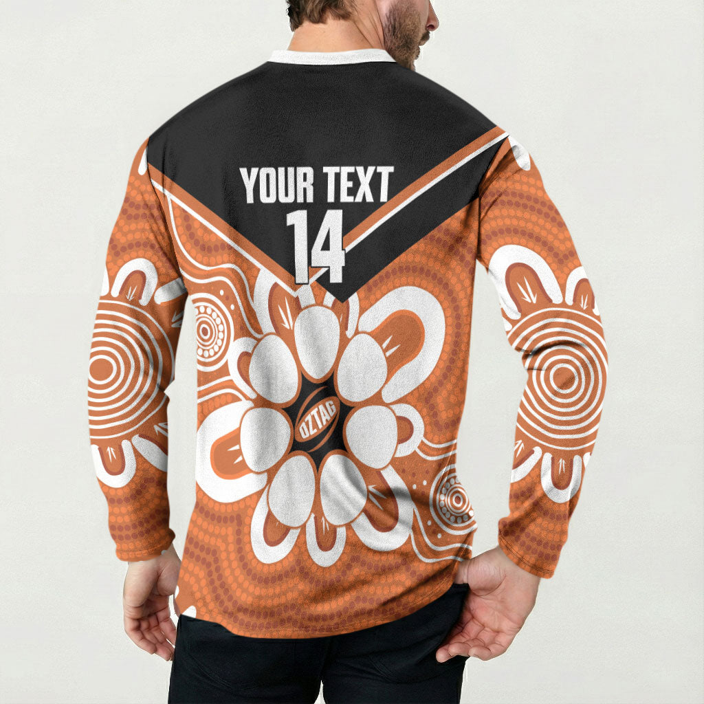 Northern Territory Oztag Custom Button Sweatshirt Seven-Petaled Rose Emblem Indigenous Art