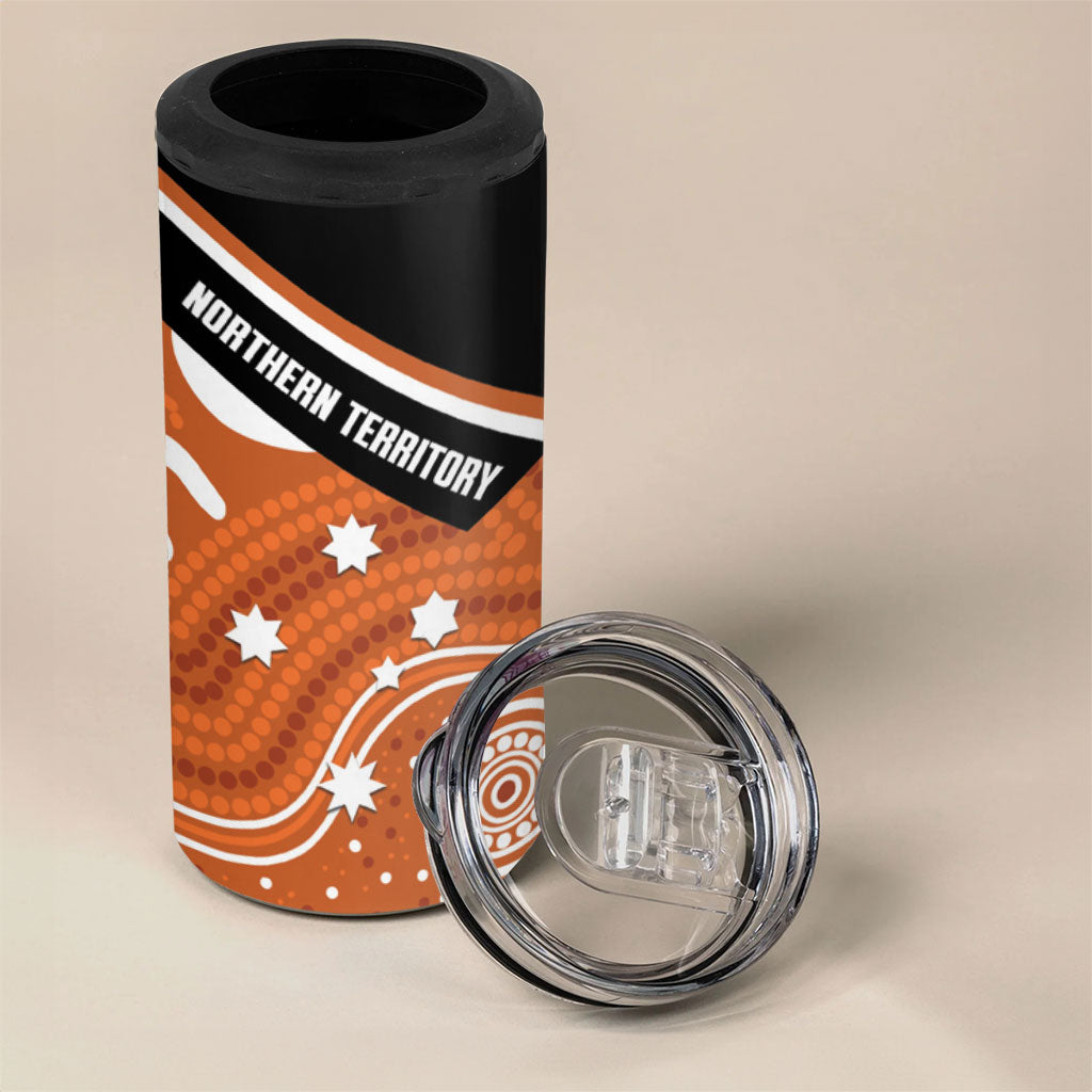Northern Territory Oztag 4 in 1 Can Cooler Tumbler Seven-Petaled Rose Emblem Indigenous Art