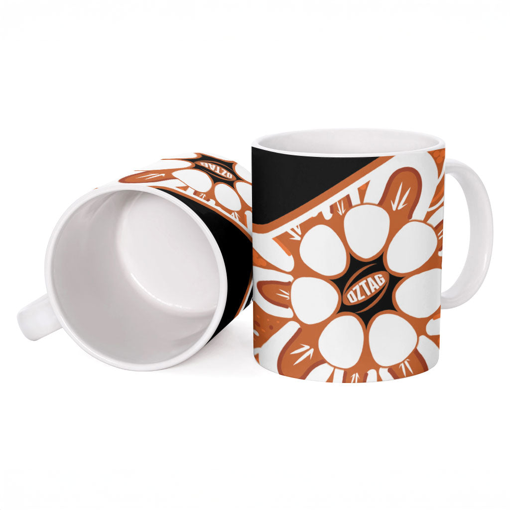 Northern Territory Oztag Ceramic Mug Seven-Petaled Rose Emblem Indigenous Art