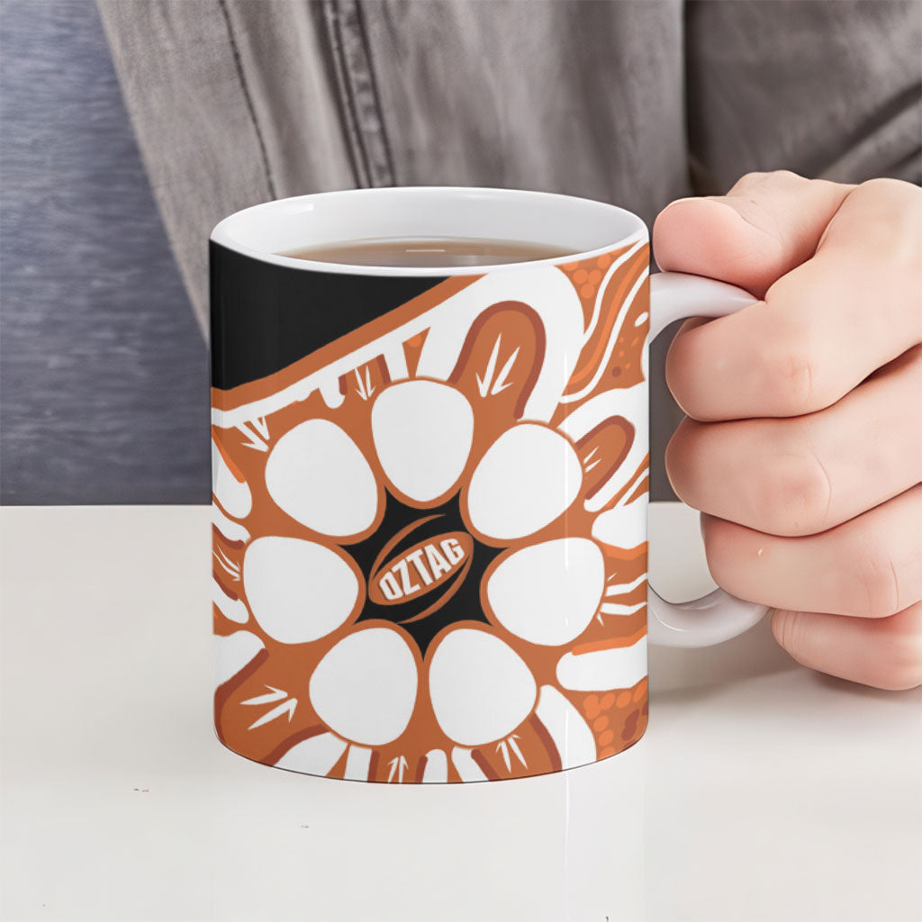 Northern Territory Oztag Ceramic Mug Seven-Petaled Rose Emblem Indigenous Art