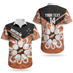 Northern Territory Oztag Custom Couples Matching Off Shoulder Maxi Dress and Hawaiian Shirt Seven-Petaled Rose Emblem Indigenous Art
