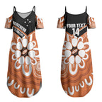 Northern Territory Oztag Custom Couples Matching Summer Maxi Dress and Hawaiian Shirt Seven-Petaled Rose Emblem Indigenous Art