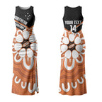 Northern Territory Oztag Custom Couples Matching Tank Maxi Dress and Hawaiian Shirt Seven-Petaled Rose Emblem Indigenous Art
