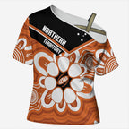 Northern Territory Oztag Custom Cross Shoulder Shirt Seven-Petaled Rose Emblem Indigenous Art