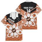 Northern Territory Oztag Custom Family Matching Long Sleeve Bodycon Dress and Hawaiian Shirt Seven-Petaled Rose Emblem Indigenous Art