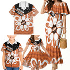 Northern Territory Oztag Custom Family Matching Mermaid Dress and Hawaiian Shirt Seven-Petaled Rose Emblem Indigenous Art