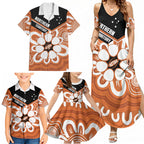 Northern Territory Oztag Custom Family Matching Summer Maxi Dress and Hawaiian Shirt Seven-Petaled Rose Emblem Indigenous Art
