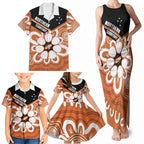 Northern Territory Oztag Custom Family Matching Tank Maxi Dress and Hawaiian Shirt Seven-Petaled Rose Emblem Indigenous Art