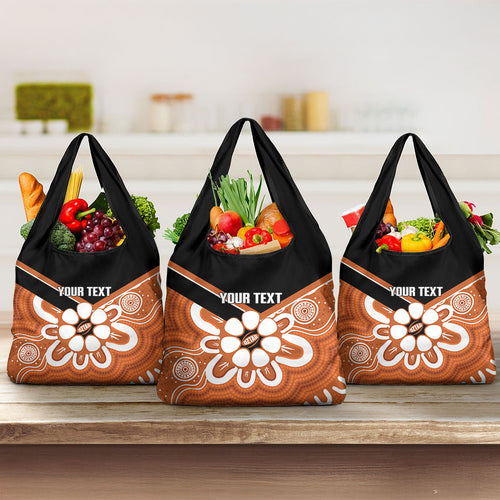 Northern Territory Oztag Custom Grocery Bag Seven-Petaled Rose Emblem Indigenous Art