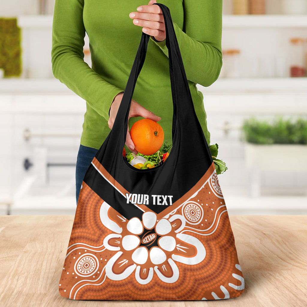 Northern Territory Oztag Custom Grocery Bag Seven-Petaled Rose Emblem Indigenous Art