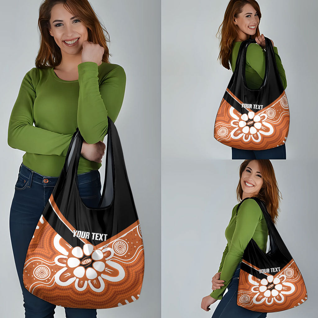 Northern Territory Oztag Custom Grocery Bag Seven-Petaled Rose Emblem Indigenous Art