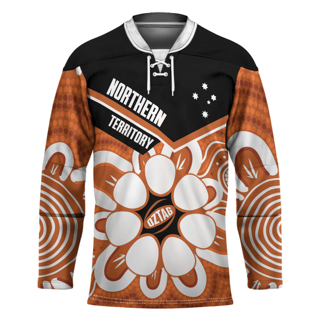 Northern Territory Oztag Custom Hockey Jersey Seven-Petaled Rose Emblem Indigenous Art