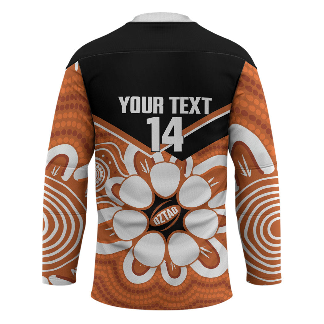 Northern Territory Oztag Custom Hockey Jersey Seven-Petaled Rose Emblem Indigenous Art