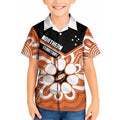 Northern Territory Oztag Custom Kid Hawaiian Shirt Seven-Petaled Rose Emblem Indigenous Art