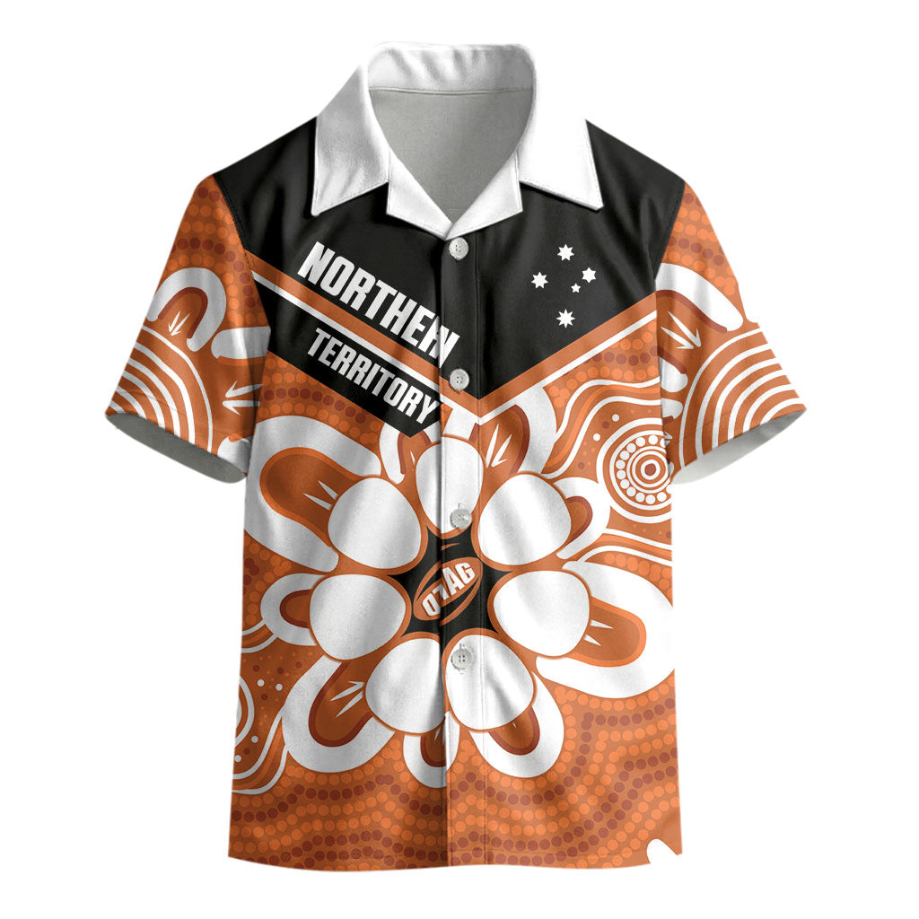 Northern Territory Oztag Custom Kid Hawaiian Shirt Seven-Petaled Rose Emblem Indigenous Art