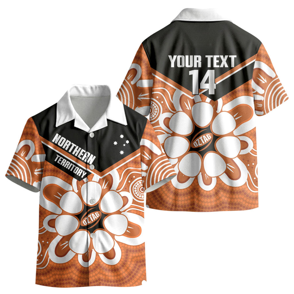Northern Territory Oztag Custom Kid Hawaiian Shirt Seven-Petaled Rose Emblem Indigenous Art