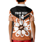 Northern Territory Oztag Custom Kid Polo Shirt Seven-Petaled Rose Emblem Indigenous Art