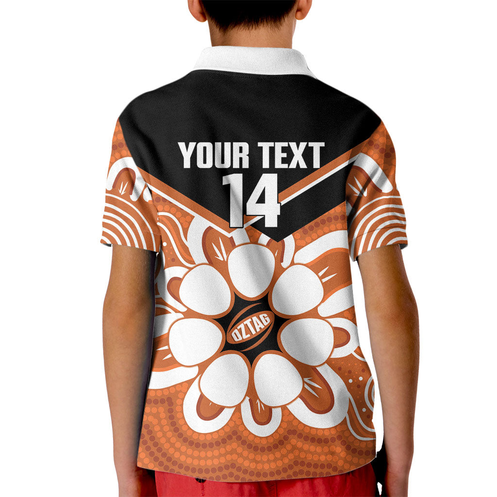Northern Territory Oztag Custom Kid Polo Shirt Seven-Petaled Rose Emblem Indigenous Art
