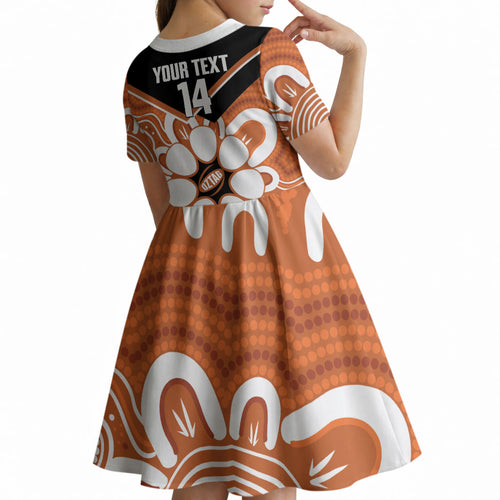 Northern Territory Oztag Custom Kid Short Sleeve Dress Seven-Petaled Rose Emblem Indigenous Art