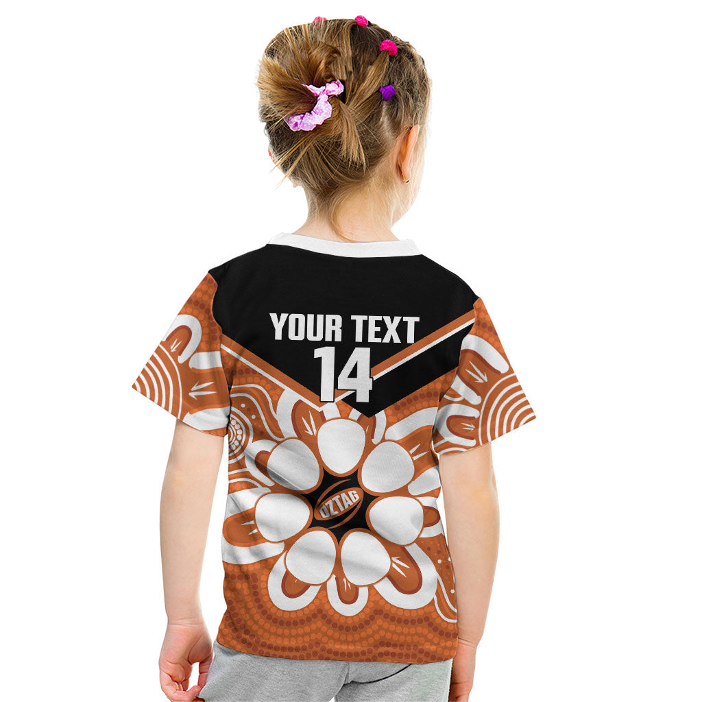 Northern Territory Oztag Custom Kid T Shirt Seven-Petaled Rose Emblem Indigenous Art