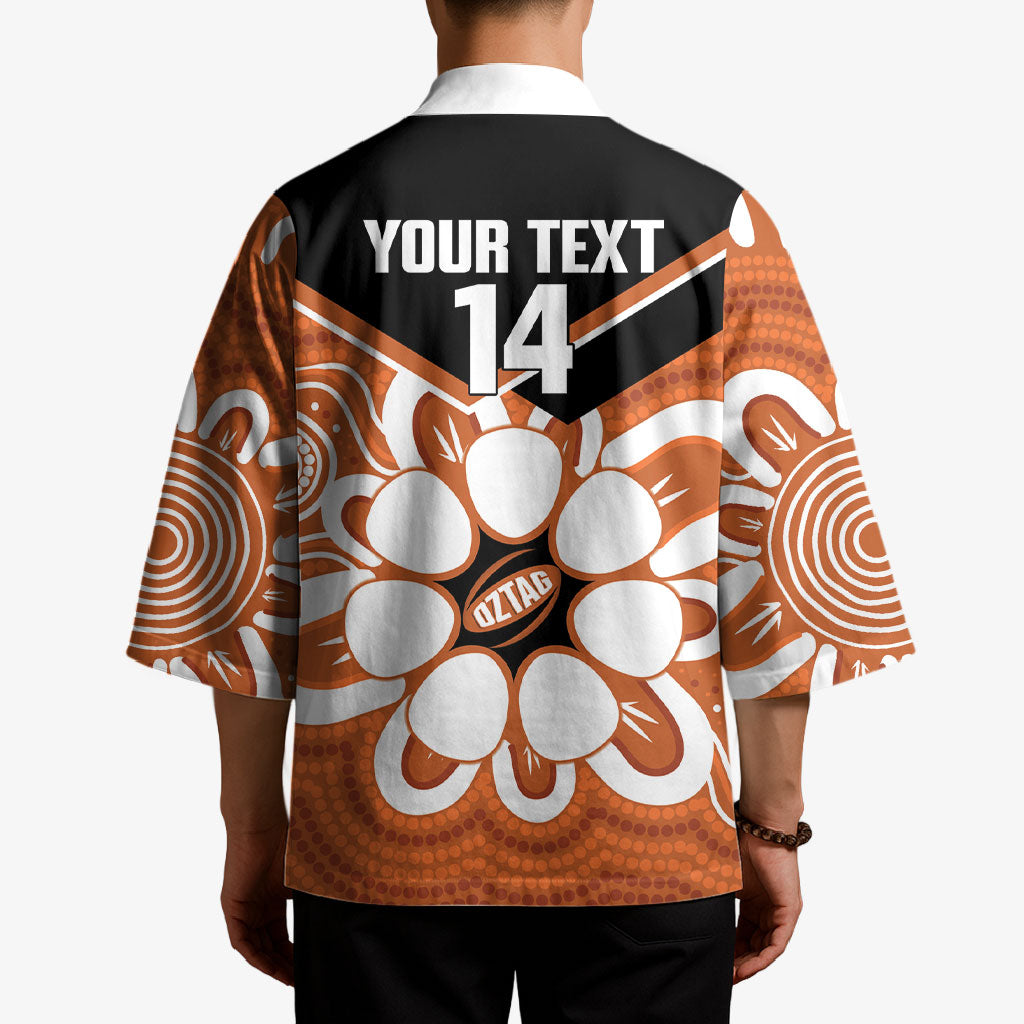 Northern Territory Oztag Custom Kimono Seven-Petaled Rose Emblem Indigenous Art