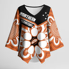 Northern Territory Oztag Custom Kimono Sleeve Blouse Seven-Petaled Rose Emblem Indigenous Art
