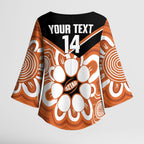 Northern Territory Oztag Custom Kimono Sleeve Blouse Seven-Petaled Rose Emblem Indigenous Art