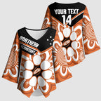 Northern Territory Oztag Custom Kimono Sleeve Blouse Seven-Petaled Rose Emblem Indigenous Art