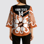 Northern Territory Oztag Custom Kimono Sleeve Blouse Seven-Petaled Rose Emblem Indigenous Art