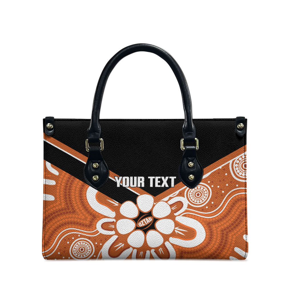 Northern Territory Oztag Custom Leather Bag Seven-Petaled Rose Emblem Indigenous Art