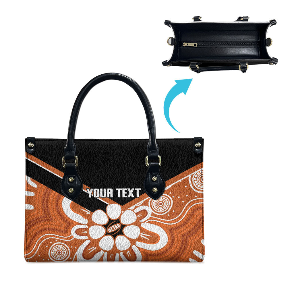 Northern Territory Oztag Custom Leather Bag Seven-Petaled Rose Emblem Indigenous Art