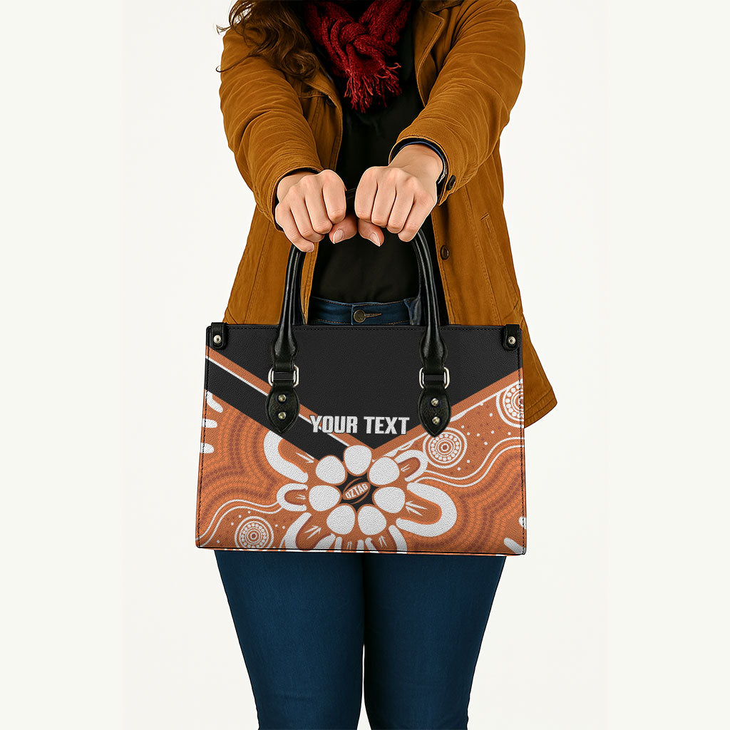 Northern Territory Oztag Custom Leather Bag Seven-Petaled Rose Emblem Indigenous Art
