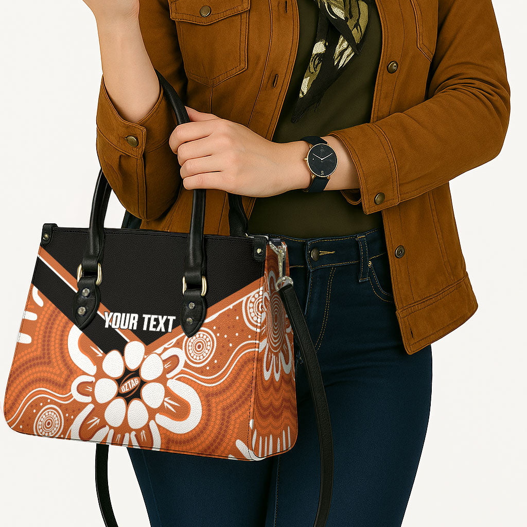 Northern Territory Oztag Custom Leather Bag Seven-Petaled Rose Emblem Indigenous Art
